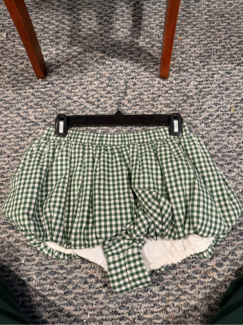 Aritzia Green Gingham Bubble Skort
